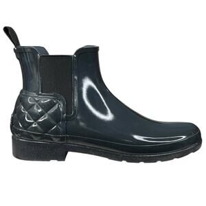 Hunter Women’s Quilted Refined Blue Chelsea Rain Boot Size US 10